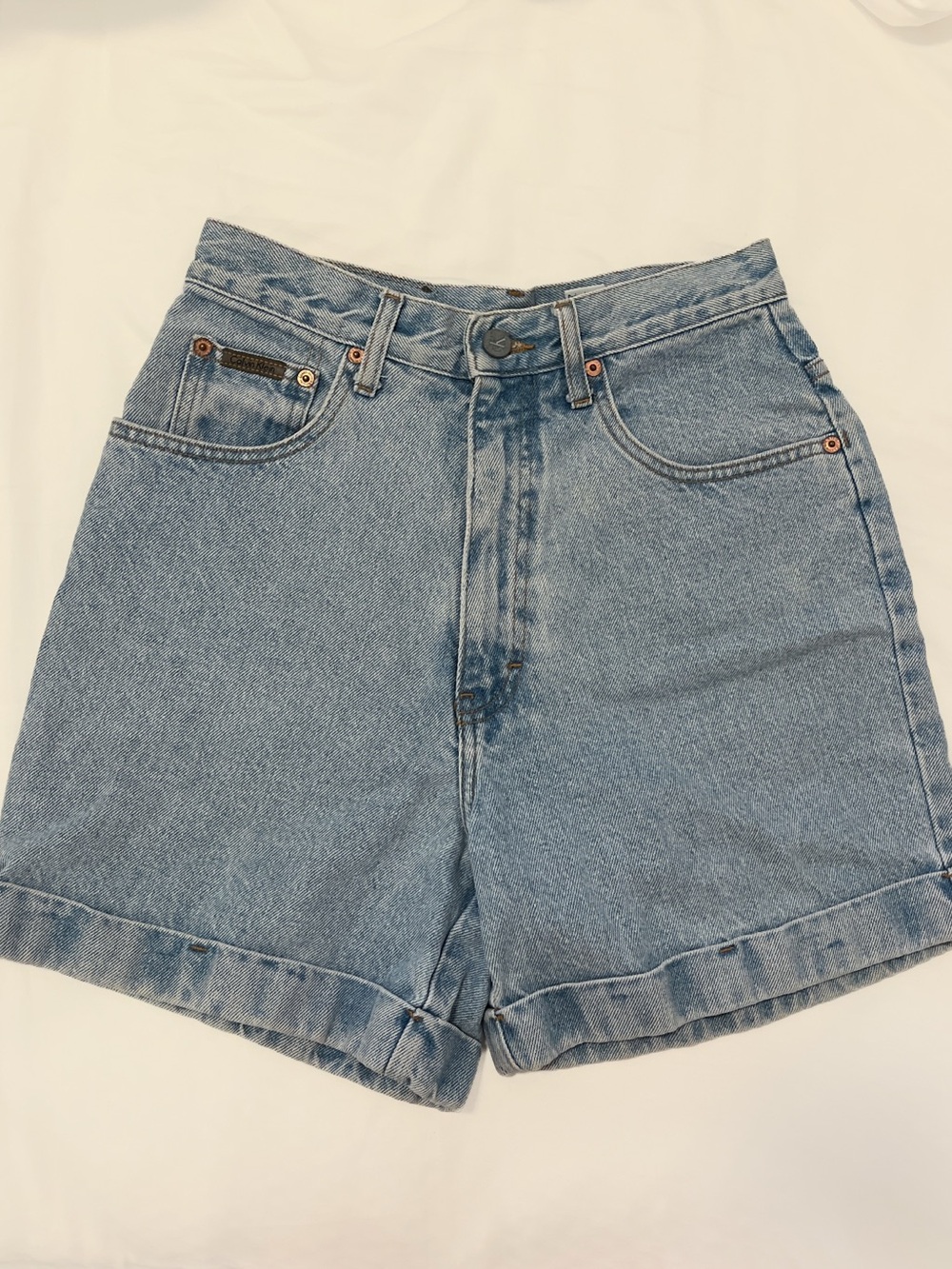 Vintage Calvin Klein Light Blue High-Rise Rolled Hem Denim Shorts
